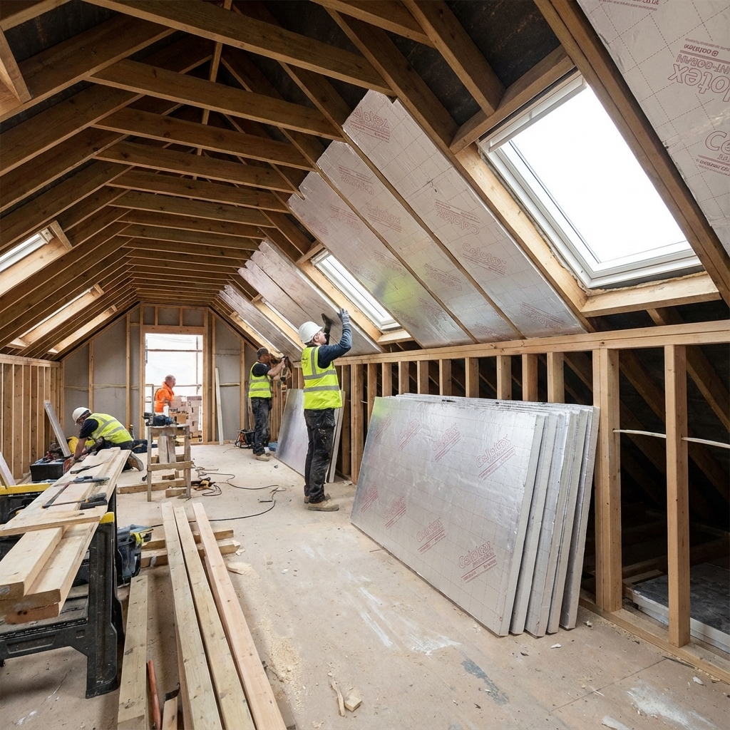 Celotex PIR being installed in a loft